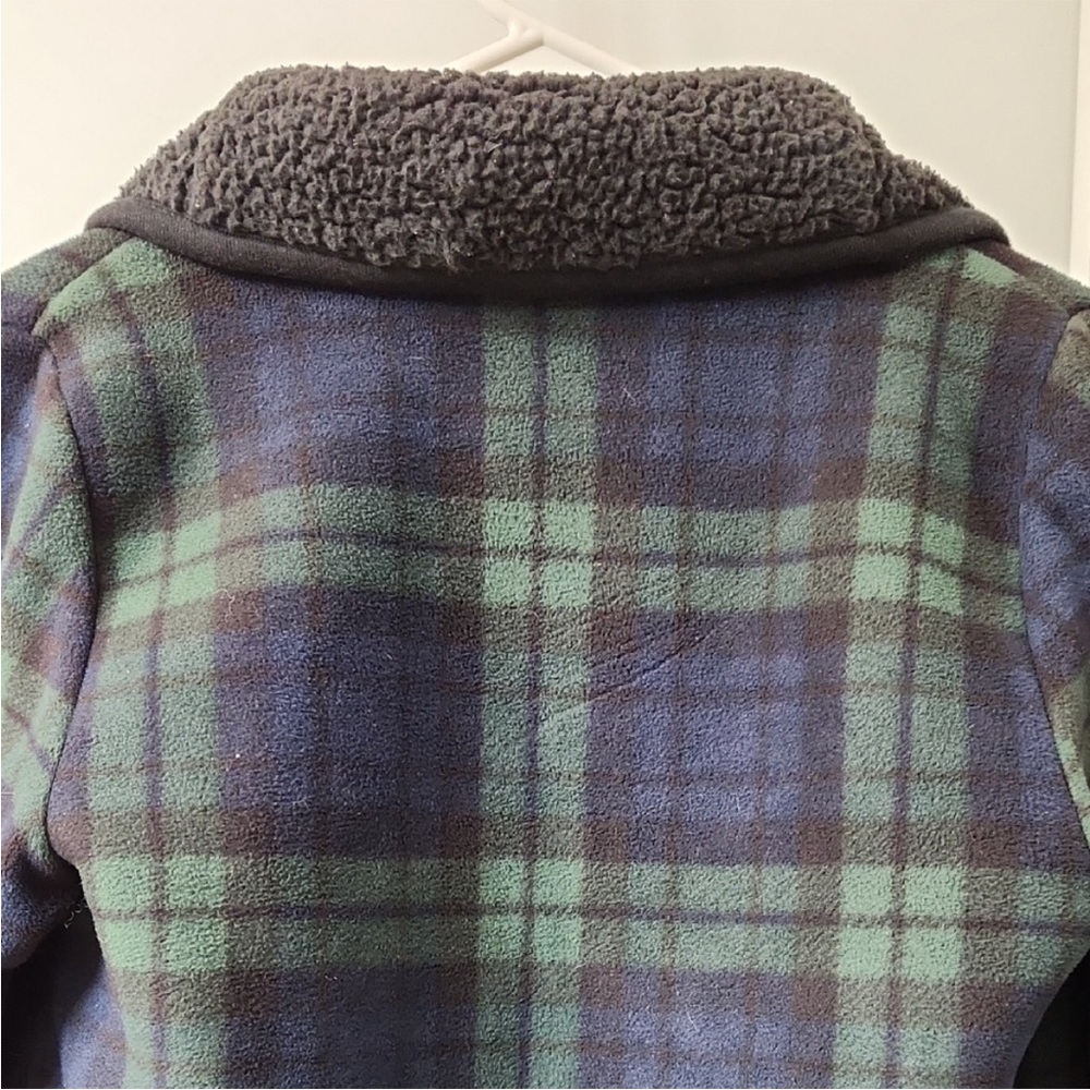 Abercrombie & Fitch Black and Green Plaid Teddy Jacket - Picture 7 of 9